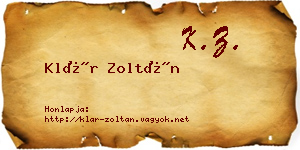Klár Zoltán névjegykártya