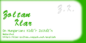 zoltan klar business card